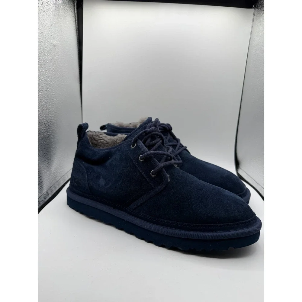 EUC UGG Neumel Shearling Winter Boots Navy Blue Lace Up‎ Chukka Size 12